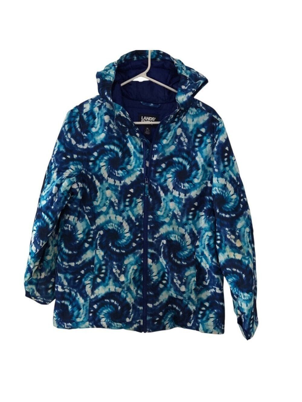 Lands End Kids Size XL Insulated Jacket 14H-16H Tie Dye Swirl